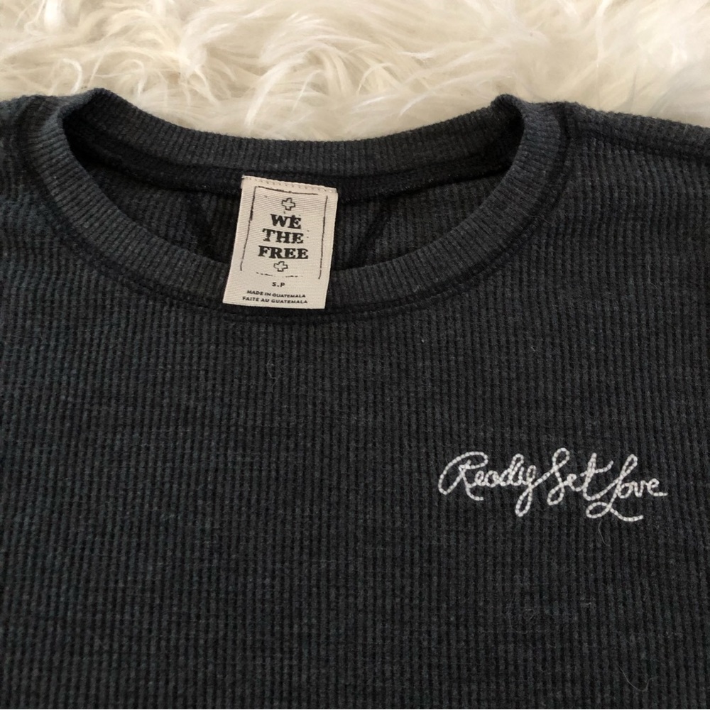 Free People Waffle Knit Thermal Cropped Ready Set Love Long Sleeve
